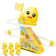 Small Ducks Climbing Toys - Duck Climbing Stairs Toy | Duck Racer Toy | Electric Duck Slide Roller Coaster Toy | Duck Roller Electric Track Slide Stairs Coaster Toys for Kids, Toddler and Girls