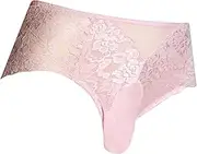 [Generic] Small String Mens Briefs U Shaped Pocket Glossy Taste Underwear Pure Underwear Gift Set Men (b-Pink, XL)
