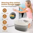 Large Laundry Basket Cotton Rope Blanket Basket with Handle Clothes leplJ