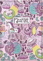 [Quttie] Kids Vegan Eco Leather Passport Cover, Passport Holder (Dragon Yetti Pattern)