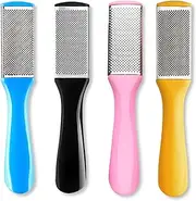 4 Pcs Pedicure Foot Files Callus Remover with Double Sided Feet Rasp for Dead Skin - Professional Foot Care Tools to Removes Hard Skin Corns for Dry and Wet Feet (Pink, black, blue, yellow, 17.5*3.2CM)