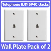 2 Pack Phone Wall Plate 6P4C RJ11 Telephone Line Modular Jack Faceplate - White