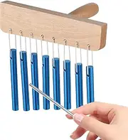 Hand Chimes | 8 Tone Wood Yoga Bells Chime - Solid Aluminum Tube Musical Device with Stick for Temple School Classroom Attention Practice Home