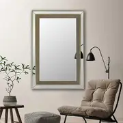 TOOLKISS Wall Mirror – Premium Rectangular Silver Mirror with Matching Fabric Border, Made of High-Quality MDF & Glass, Clear Undistorted Reflection, Modern Bathroom Mirror (MRR-03)