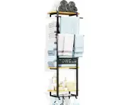 Wall Towel Racks for Bathroom, 3 Tier Bath Towel Stora , Towel Shelf with 4 Hooks, Metal Towel O anizer for Small Space, Wall Mounted Towel Holder fo