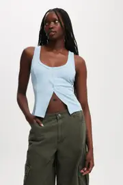 [Cotton On Women] Cotton On Women - Lily Button Through Tank - Serene blue S SERENE BLUE