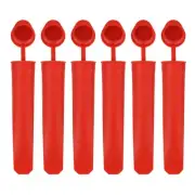 6pcs Silicone Ice Pops Mold with Lid Ice Cream Makers 7.79"Long, Red