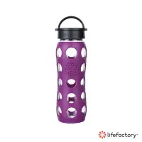 在飛比找Yahoo奇摩購物中心優惠-lifefactory 玻璃水瓶平口650ml-紫色(CLA