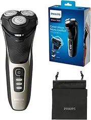 Philips Razor Series 3000 Electric Wet and Dry Shaver with Fold-Out Trimmer and Travel Case Ash Gold (Model S3230/52)