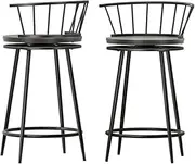 [Artiss] Bar Stools, Metal Stool Set of 2 Kitchen Counter Barstools Dining Chair Swivel Chairs with backrest, in 70cm Seat Height Floor for Home Dining Room Cafe Outdoor Indoor Black