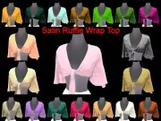 Flair Satin Bowknot Crop Top Ruffle Blouse Wrape Tie Crop Top Belly Dance S29-2