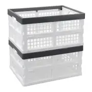 Vcansay 34 Litre Folding Plastic Storage Crates Stackable Storage Basket 2 Packs