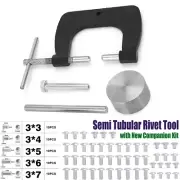 Vent Window RIVET TOOL & Die Handle,Bench Anvil 1/8" SEMITUBULAR RIVETS KIT