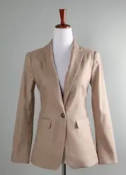 ANN TAYLOR NWT $149 Beige Khaki Linen Blend Blazer Jacket Top Size 2 Petite