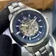 MASERATI 瑪莎拉蒂男錶 44mm 黑圓形精鋼錶殼 寶藍色鏤空, 中三針顯示, 運動錶面款 R8823121001
