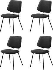 Oikiture Vintage Dining Chairs Set of 4 Polyester Kitchen Chair with Metal Frame and Padded for Home Cafe Lounge Chair Grey
