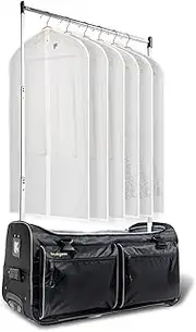 [ecogear] 28" Garment Rack Duffel, Rolling Luggage with In-line Wheels, Collapsible/Foldable Travel Bag for Easy-storage, Dance Duffel, Lightweight Aluminum Removable Costume Rack, Black/Gray, 28 x 15 x