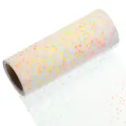 6" Rainbow Glitter Tulle Ribbon Rolls Shimmer Star Fabric 10 Yards, White