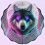 Wind Spinner 10" Majestic Wolf With Blazing Eyes Double Sided WindSpinner