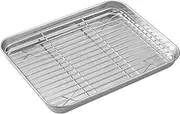 9 x 6.9 x 0.98 inch Baking Sheets and Racks Set, Stainless Steel Baking Sheet Oven Tray and Cooling GridRack for Cookies and Meats(Pans + Racks)