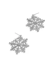 Baublebar Snow What You Got Pave Snowflake Drop Earrings in Silver Tone