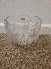MIKASA Crystal Christmas Tree Gold Trim 8" Bowl