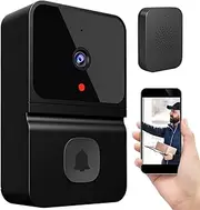 Wireless Video Doorbell Reusable Smart Video Doorbell Camera with Wide Angle 1000mAh Rechargeable Night Vision Ring Video Doorbell 1080P HD for Security Protection Apartment Home(Black)