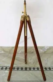 Wooden corner Floor lamp Tripod Stand Vintage Brass Brown Suitable For Lamp