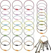 Wire Keychain Cable | 36X Luggage Tag Loops,Heavy Duty Steel Loop Connector for Outdoor Travel Luggage Tags Kitchen Utensils