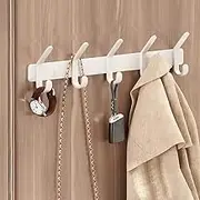 Towel Wall Hooks, Door Hat Key Coat Hook Clothes Hanging Hangers Storage Rack Self-Adhesive Holder for Kitchen Utensils Bathroom Robe Toilet Balcony, White(14.5in)