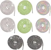 [GLOBLELAND] 8 Pcs 4 Colors Rhinestone Round Shoe Laces 7.4inch Bling Shinny Crystal Rhinestone Glitter Rope with Silver Tips Shoelaces Cords Replacement for Canvas Shoes Sneakers, Mixed Color