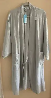 BLISS Spa Robe & FREE Headband - Light Green Zen Garden -- L/XL -100% Cotton