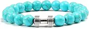 [FEATUR] Stone Round Loose Beads,Beaded Bracelet Bangle with,Natural Gemstone Beaded, Charm Bracelets for Women Natural Stone Beads Bracelet Men Jewelry Blue Turquoises Owl Lion Accessories Bangles (Color :