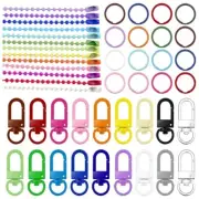 160Pcs Colorful Metal Keychain Set With Swivels Lobster Clasps and Bead Chains