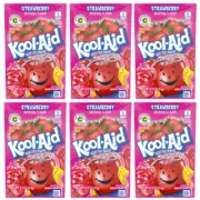903262 6 x 3.9g SINGLE PACKET KOOL AID UNSWEETENED DRINK MIX STRAWBERRY FLAVOUR