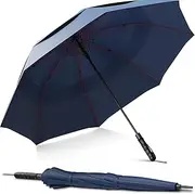 Repel Umbrella Golf Umbrella - 60" Vented Double Canopy with Triple Layered Reinforced Fiberglass Ribs and Teflon Coating, Auto Open (Navy Blue)