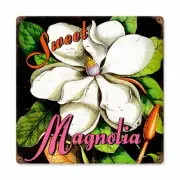 SWEET MAGNOLIA FLORAL DESIGN 12" SQ HEAVY DUTY USA MADE METAL HOME DECOR SIGN