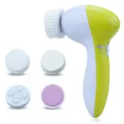 Facial Cleansing Brush Face Scrubber: Electric Exfoliating Spin Cleanser Device Waterproof Deep Cleaning Exfoliation Rotating Spa Machine - Yellow Green