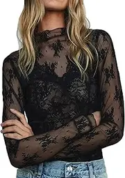 [Generic] Womens T Shirts Baggy Lightweight Beach Vacation Plus Size Fashion Tops for Women, Black, Medium