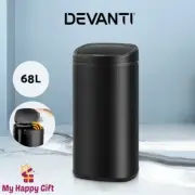 Devanti 68L Motion Sensor Bin Rubbish Automatic Trash Can Kitchen Black