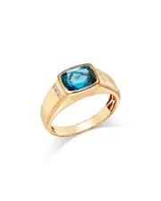 Bloomingdale's Fine Collection Men's London Blue Topaz & Diamond Ring in 14K Yellow Gold