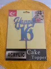 Acrylic Happy 16 Cake Topper