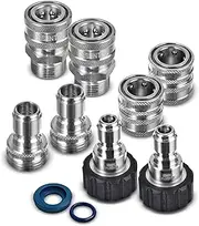 ESSENTIAL WASHER Pressure Washer Hose Quick Connect Kit - M22 14mm to 3/8' Male-Female Adaptor, Includes 2 x M22 14mm Plugs & 2 x Garden Hose Plugs with QC
