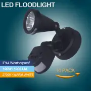 10X LED Security Light 100W Outdoor Garage Floodlight Aluminium IP44 240V Black