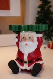 Lighted Santa Christmas Decor Side Table Holiday Gift Support Battery Operated