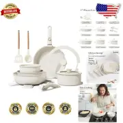 17-Piece Ceramic Nonstick Cookware Set - Healthy & Versatile Kitchen Essential