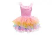 Pink Poppy: Unicorn Dreamer - Multi-layered Rainbow Party Dress (Size 5-6)
