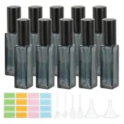 10 Pcs 10ml Travel Perfume Bottle with 6 Pcs Refill Tool, Labels, Blue/Black