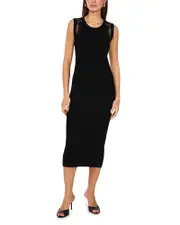 Vince Camuto Lace Shoulder Sleeveless Midi Dress