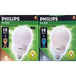 PHILIPS 飛利浦 18W,電子式SLED,即亮球型省電燈泡.(110V,E27頭) ,購買單位.1個